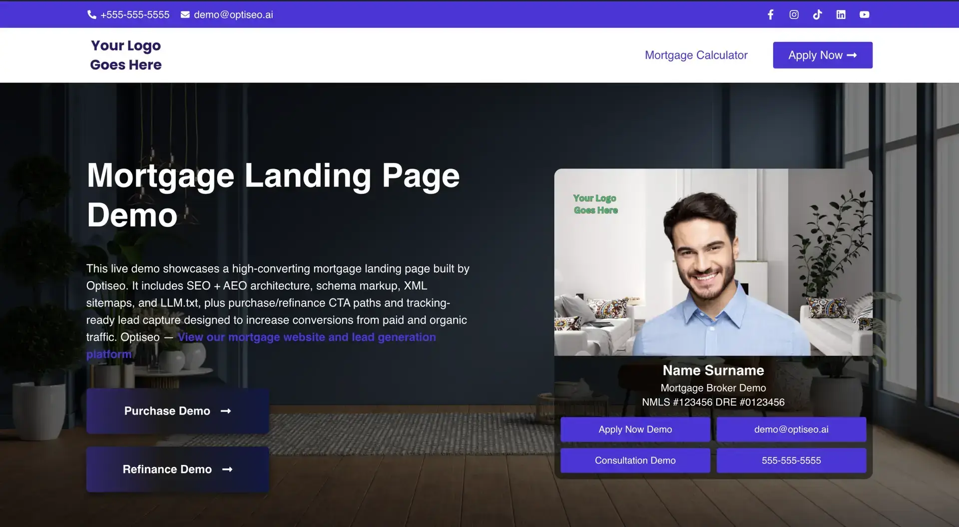 Mortgage Landing Page demo screenshot