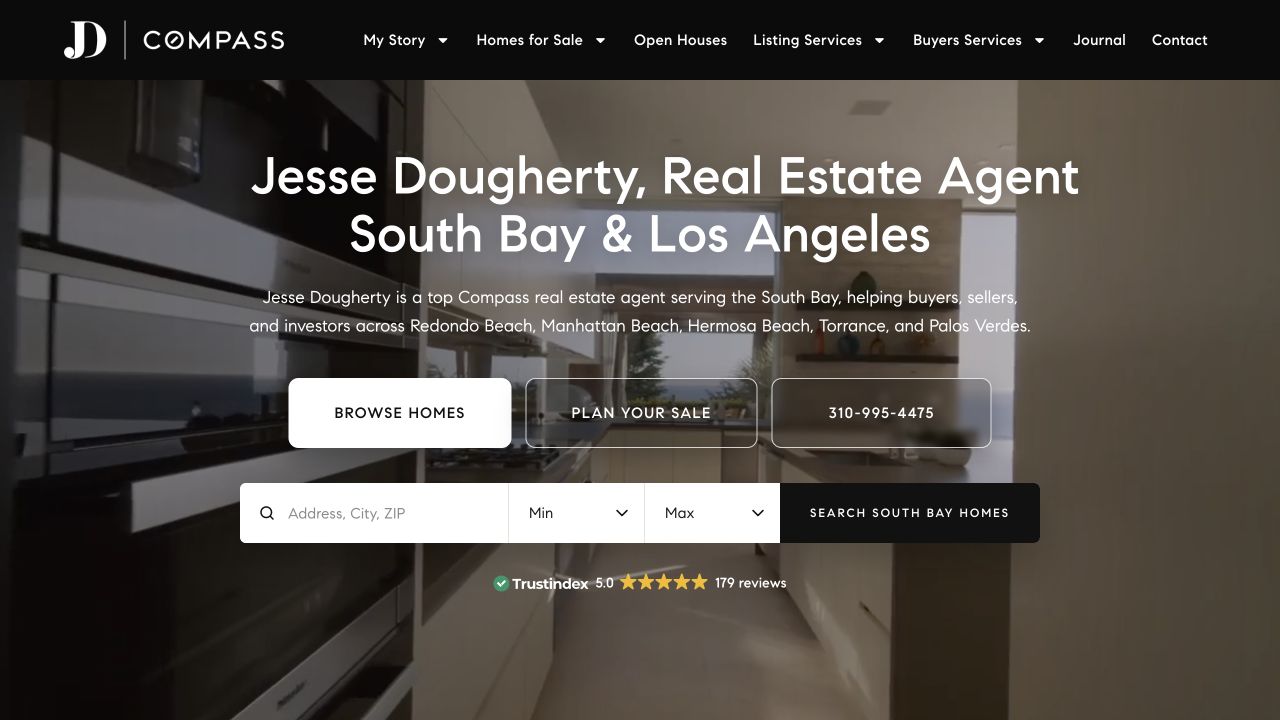 Custom real estate website with local property search and routes for buyers and sellers.